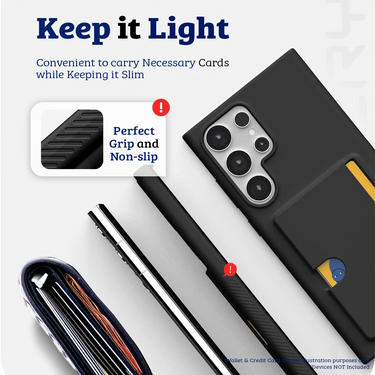Samsung Galaxy S24 Ultra Compatible Case Cover With Rail 2 Card - Black